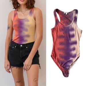 AGOLDE Rib Tank Bodysuit in Trip Tie Dye Size  XS